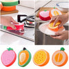 Household Kitchen Fruit Shape Sponge Efficient Clean Dish Cloth Scouring Pads(Mango)