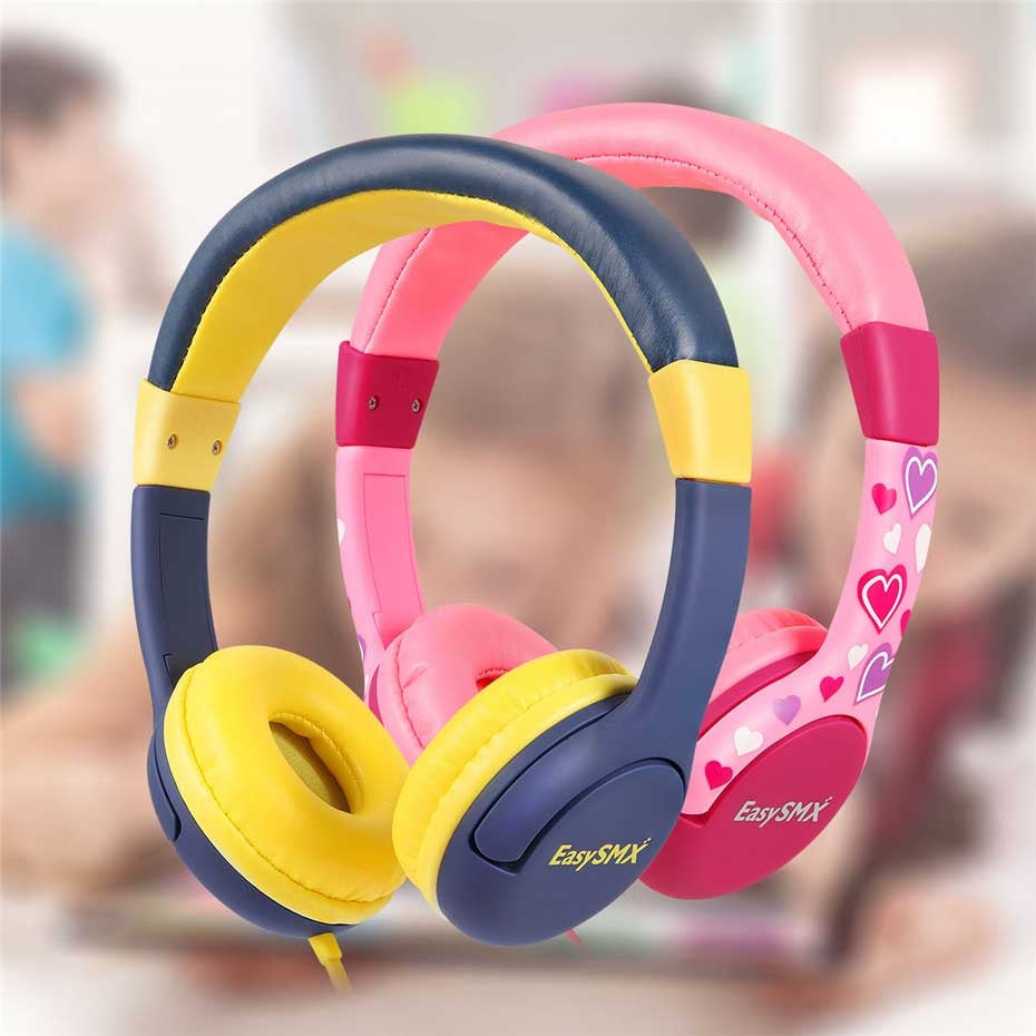 EasySMX Kids Headphones KM-666 Headset Headphones with 80-85dB Child Safe Volume Headset for Xiaomi /iPhone /iPad Smartphone(Shark Blue)