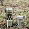 Outdoor Stainless Steel Windproof Stove Portable Camping Roast Stove Set, Specification:Stove Set