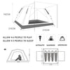 Outdoor 3-4 People Beach Thickening Rainproof Automatic Speed Open Four-sided Camping Tent, Style:Automatic Vinyl(Sky Blue)
