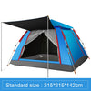 Outdoor 3-4 People Beach Thickening Rainproof Automatic Speed Open Four-sided Camping Tent, Style:Upgraded Large Vinyl(Sky Blue)