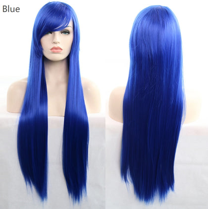 3 PCS Anime Cosplay Role Playing Color Wig COS Harajuku Style 80cm Long Straight Hair(Black)