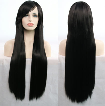 3 PCS Anime Cosplay Role Playing Color Wig COS Harajuku Style 80cm Long Straight Hair(Black)