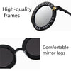 Women Vintage Round Frame Gradient Shades Sun Glasses(Black Gray)