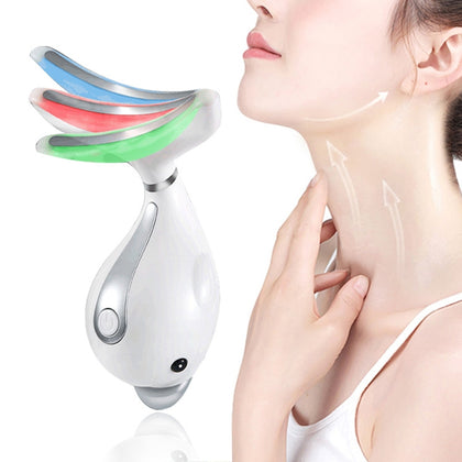 Electric Dolphin Neck Massager Wrinkle Removal Handheld Vibration Neck Face Massage Beauty Instrument Tool(Pearl White)