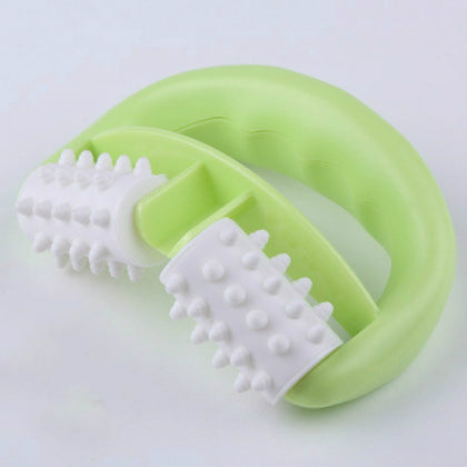 T9142 Plastic Manual Two-wheel Massager Round Handle Massager(Green)