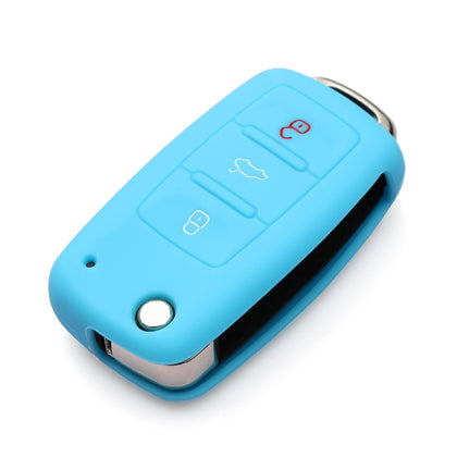 2 PCS Silicone Car Key Cover Case for Volkswagen Golf(Blue)