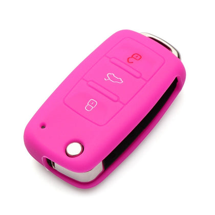 2 PCS Silicone Car Key Cover Case for Volkswagen Golf(Pink)