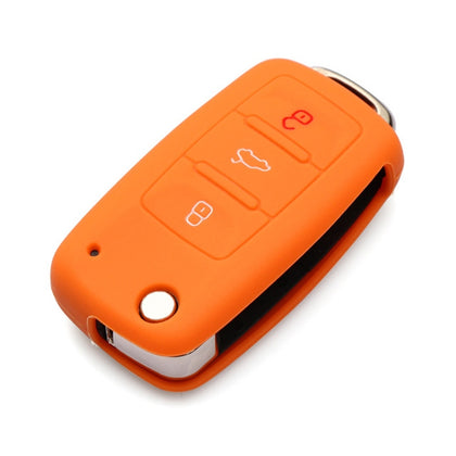 2 PCS Silicone Car Key Cover Case for Volkswagen Golf(Orange)