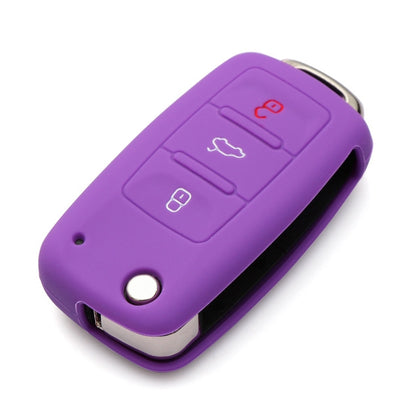 2 PCS Silicone Car Key Cover Case for Volkswagen Golf(Purple)