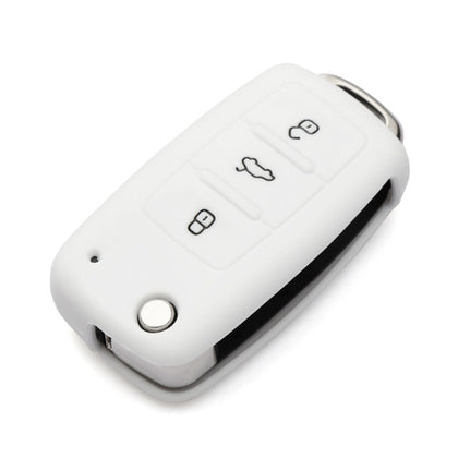 2 PCS Silicone Car Key Cover Case for Volkswagen Golf(White)