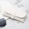 Fashion Portable Glasses Case Magnetic PU Leather Foldable Glasses Box for Eyeglass Oversize Sunglasses(White)