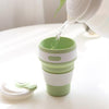 350ML Folding Portable Silicone Telescopic Drinking Coffee Cup Multi-function Silica Cup Travel(Green)