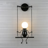 E27 LED Personality Creative Retro Wrought Iron Villain Wall Lamp without Bulb(Black)