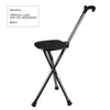 Outdoor Portable Folding Middle and Old Aged Chair Cane Chair with Bench(Black General)