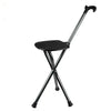 Outdoor Portable Folding Middle and Old Aged Chair Cane Chair with Bench(Black General)