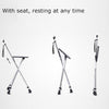 Outdoor Portable Folding Middle and Old Aged Chair Cane Chair with Bench(Black with LED Light)