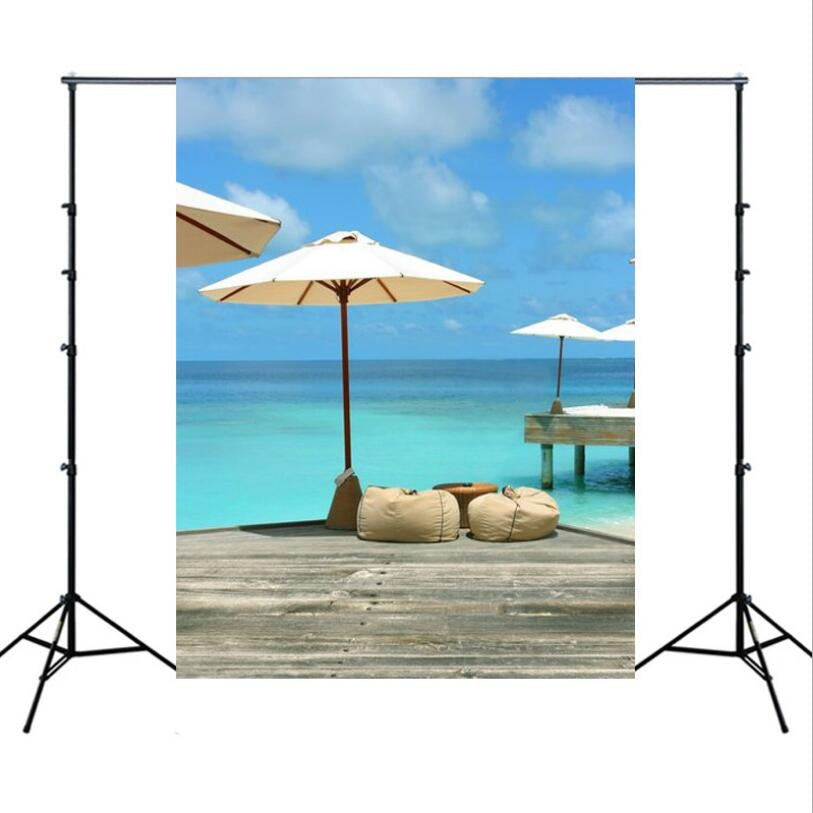 1.5m x 2.1m Simulation 3D Beach Seascape Coconut Tree Photo Photography Background Cloth(4555)