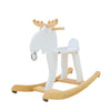 Children's Toddler Wooden Car Elk Wooden Horse Rocking Chair(White)