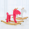 Children's Toddler Wooden Car Elk Wooden Horse Rocking Chair(Red)