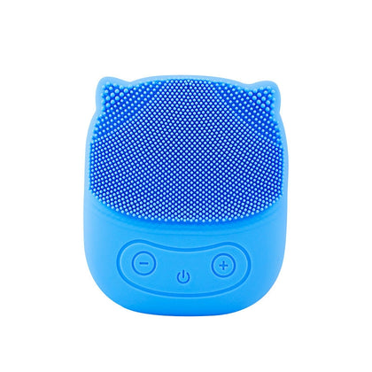 Silicone Cleansing Device Electric Sonic Face Washer(J6 Blue )