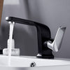 Black Bathroom Full Copper Mixing Hot Cold Water Rotating Faucet