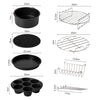 7 in 1 Air Fryer Accessories 7-piece Set for 3.5-5.8QT Type of Baking Basket Double-layer Grill(Black)