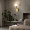 E27 LED Pure Copper Bedroom Bedside Aisle Glass Ball Wall Lamp, Power source: Three-color Light LED5W(Gold )