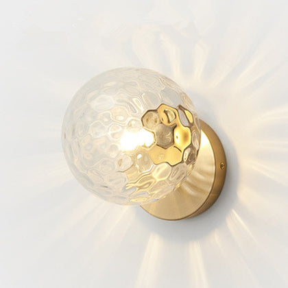 Modern Glass Ball Led Wall Lamp Bedroom Mirror Light Fixtures Indoor Bedside Lamp, Light Source:Without Light Bulb(Copper+15cm Wat