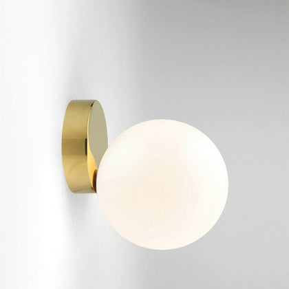 Modern Glass Ball Led Wall Lamp Bedroom Mirror Light Fixtures Indoor Bedside Lamp, Light Source:12W LED Warm Light(Copper+15cm Wat
