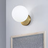 Modern Glass Ball Led Wall Lamp Bedroom Mirror Light Fixtures Indoor Bedside Lamp, Light Source:12W LED Warm Light(Copper+15cm Wat