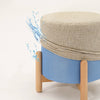 Home Stool Cloth Art Stool Solid Wood Children Sofa Stool(Plain Color-Walnut )