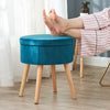 Modern Flannel Solid Wood Stool Thickened Small Stool Living Room Storage Stool(Light Pink)