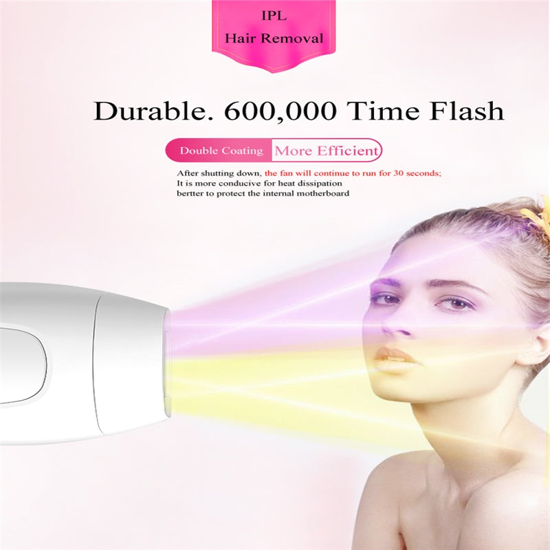 Professional Permanent 600000 Flash IPL Painless Laser Hair Removal Equipment, Specification:US Plug(Pink)