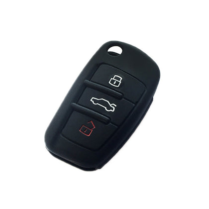 2 PCS Car Key Cover Silicone Flip Key Remote Holder Case Cover for Audi Q3 A3 A1(Black)