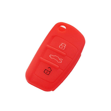 2 PCS Car Key Cover Silicone Flip Key Remote Holder Case Cover for Audi Q3 A3 A1(Red)