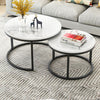 Two-in-one Coffee Table Wrought Iron Table Simple Modern Combination Small Round Table(White Marble)