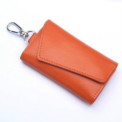 Multifunctional Litchi Texture Leather Keychain Bag Car Key Bag(Orange)