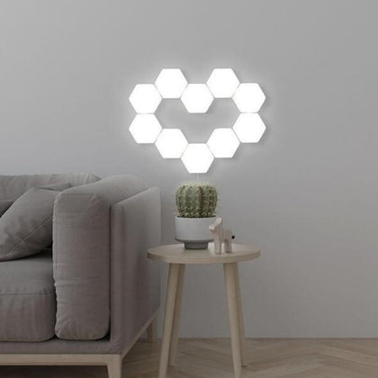 Touch Sensor Light Hive Lamp Creative Background Wall Decoration Lamp Festive Atmosphere Lights US Plug(10-piece set with plug)