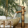 Antique Retro Hot Cold Water Bathroom Counter Basin Bamboo Waterfall Basin Copper Faucet, Specifications:Breaking 2 Knots