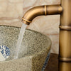 Antique Retro Hot Cold Water Bathroom Counter Basin Bamboo Waterfall Basin Copper Faucet, Specifications:Early 2 Knots