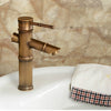 Antique Retro Hot Cold Water Bathroom Counter Basin Bamboo Waterfall Basin Copper Faucet, Specifications:Early 2 Knots