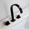 Brushed Double Handle Hot and Cold Wash Basin Copper Bathroom Basin Faucet, Color:Black