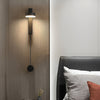 Black 9W LED Wall Light Rotatable Dimmable Living Room Aisle Bedroom Bedside(White Light)
