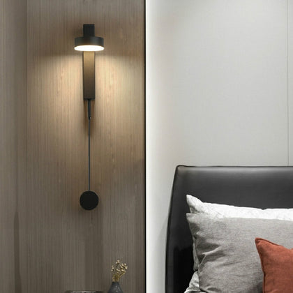 Black 9W LED Wall Light Rotatable Dimmable Living Room Aisle Bedroom Bedside(White Light)