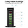 USLION 5V/4A 5 USB Port Charger Vertical Universal Travel Smart Digital Display Charger, Plug Type:EU Plug
