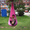 Children Hanging Chair Portable Parachute Cloth Indoor Courtyard Lazy Hanging Chair With Inflatable Cushion Swing Bed(Pink)