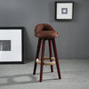 Swivel Bar Stool Chair Upholstered Seat Back Mahogany Finish Coffee Cafe Kitchen Bar Furniture Chair(Coffee )