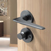 Space Aluminum Indoor Mute Split Lock Bedroom Solid Handle Wooden Door Hardware Lock, Style:High 58 Magnetic Package