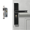 Mute Strong Magnetic Aluminum Alloy Interior Door Lock Door Bedroom Hardware Handle Lock, Color:Black Silver Large 50 Lock Body